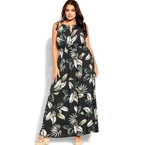 NWT City Chic Plus Size Samui Tassel Maxi Dress - black